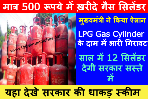 मुख्य मंत्री ने किया ऐलान, LPG Gas Cylinder दाम में 600 रूपये की गिरावट, अब मात्र इतने रूपये में खरीदी गैस सिलेंडर