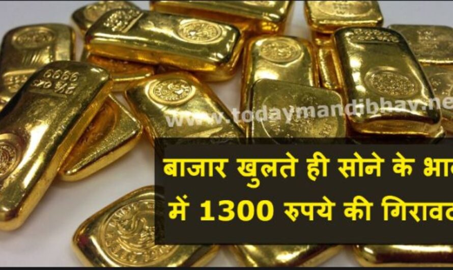 Gold Rate :- बाजार खुलते ही सोने के भाव में 1300 रुपये की गिरावट, यहा देखे आज के 22 और 24 कैरेट सोने के दाम